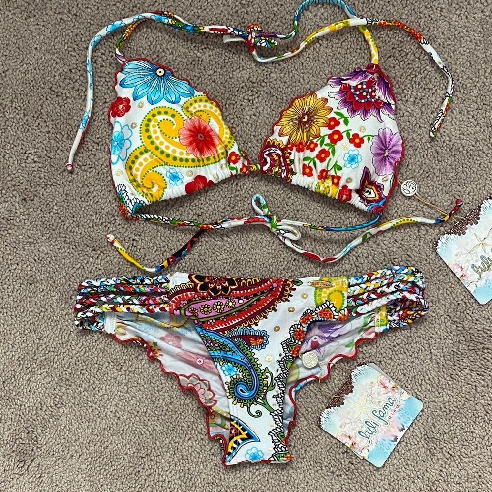 Luli Fama Tequila Y Sal Triangle Top And Multi Braid Brazilian Bottom Size XS
